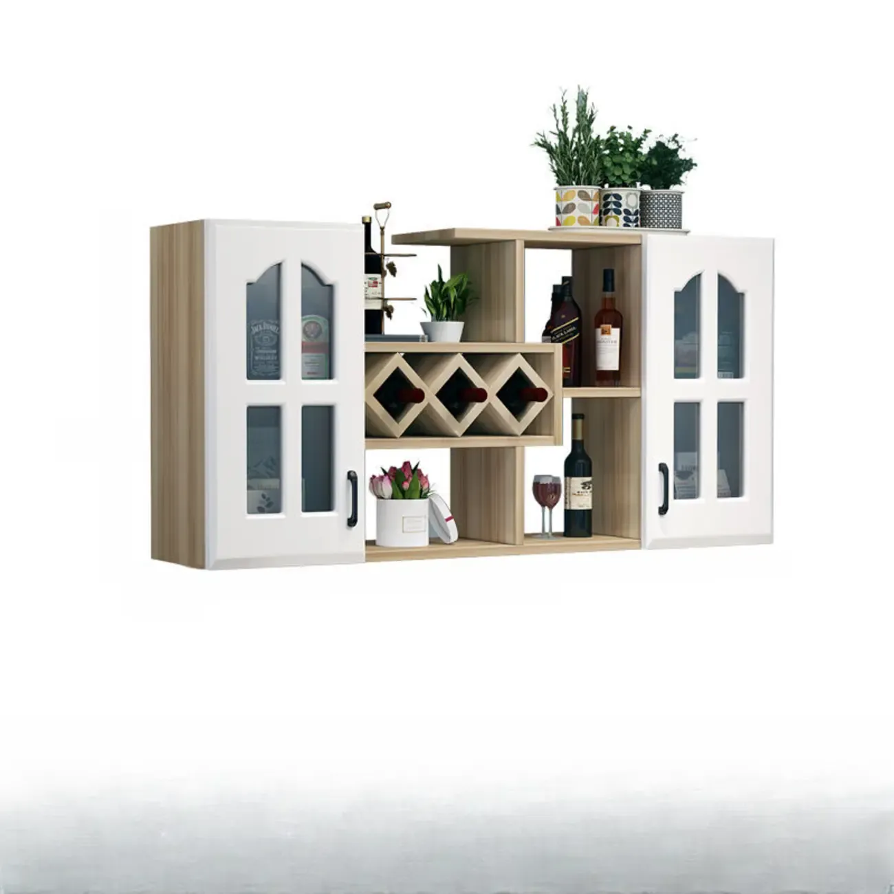 Wooden Wall Mounted Wine Rack with Storage Shelves | HomeyFad