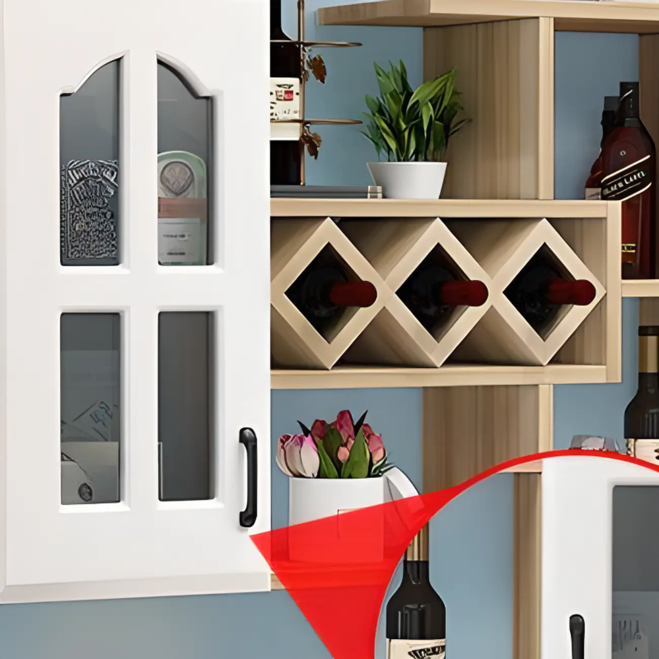 Simple Woodworking Wall-fixed Bottle Holder Rack with Bar Glass Holder Shelf and Open Wine Rack Image - 13 | homeyfad