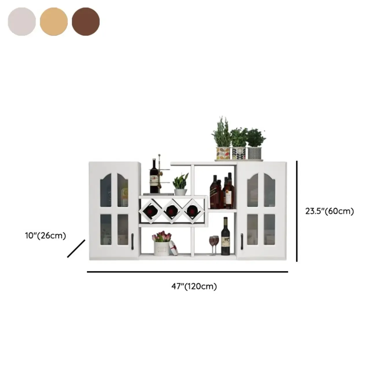 Simple Woodworking Wall-fixed Bottle Holder Rack with Bar Glass Holder Shelf and Open Wine Rack #size