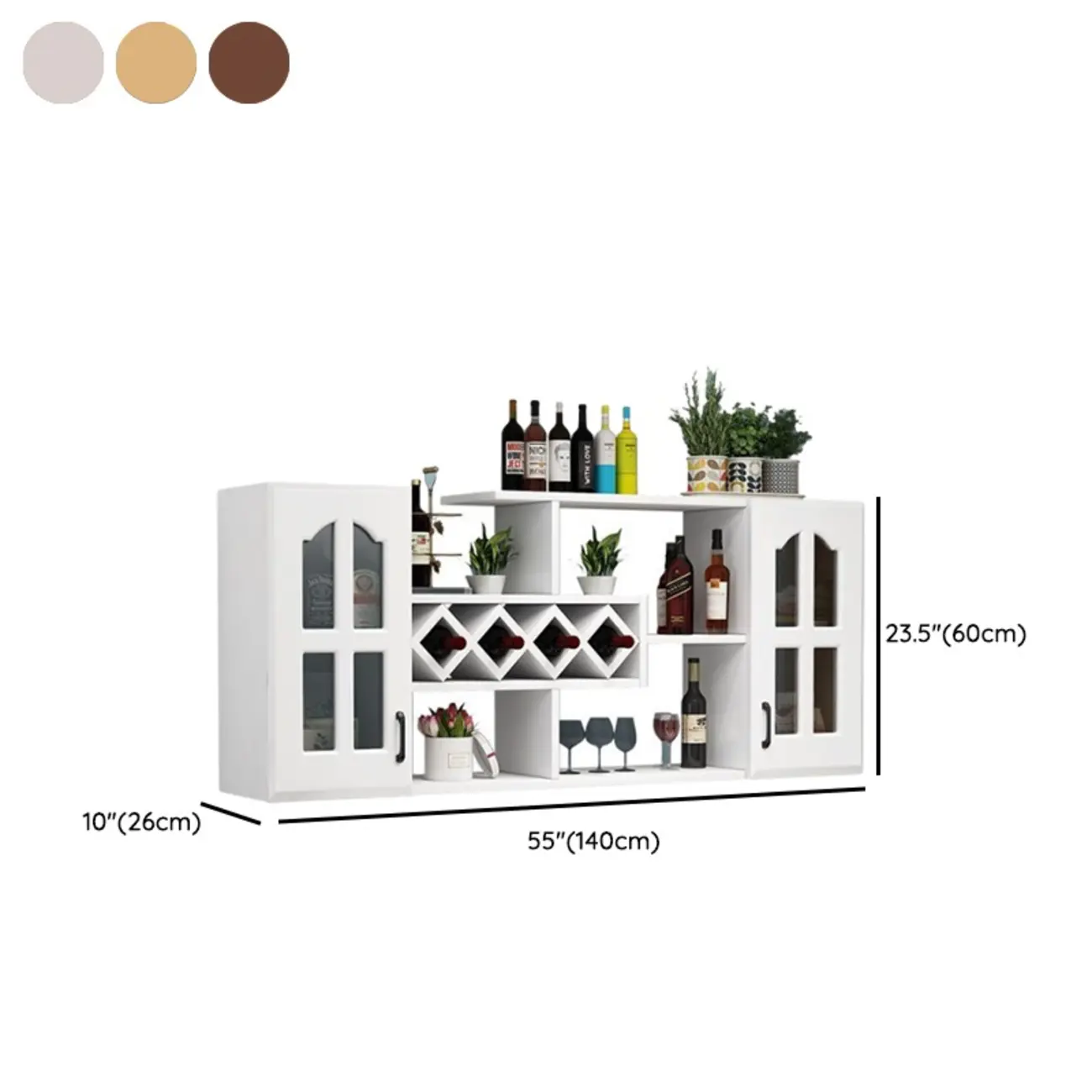 Simple Woodworking Wall-fixed Bottle Holder Rack with Bar Glass Holder Shelf and Open Wine Rack Image - 18 | homeyfad