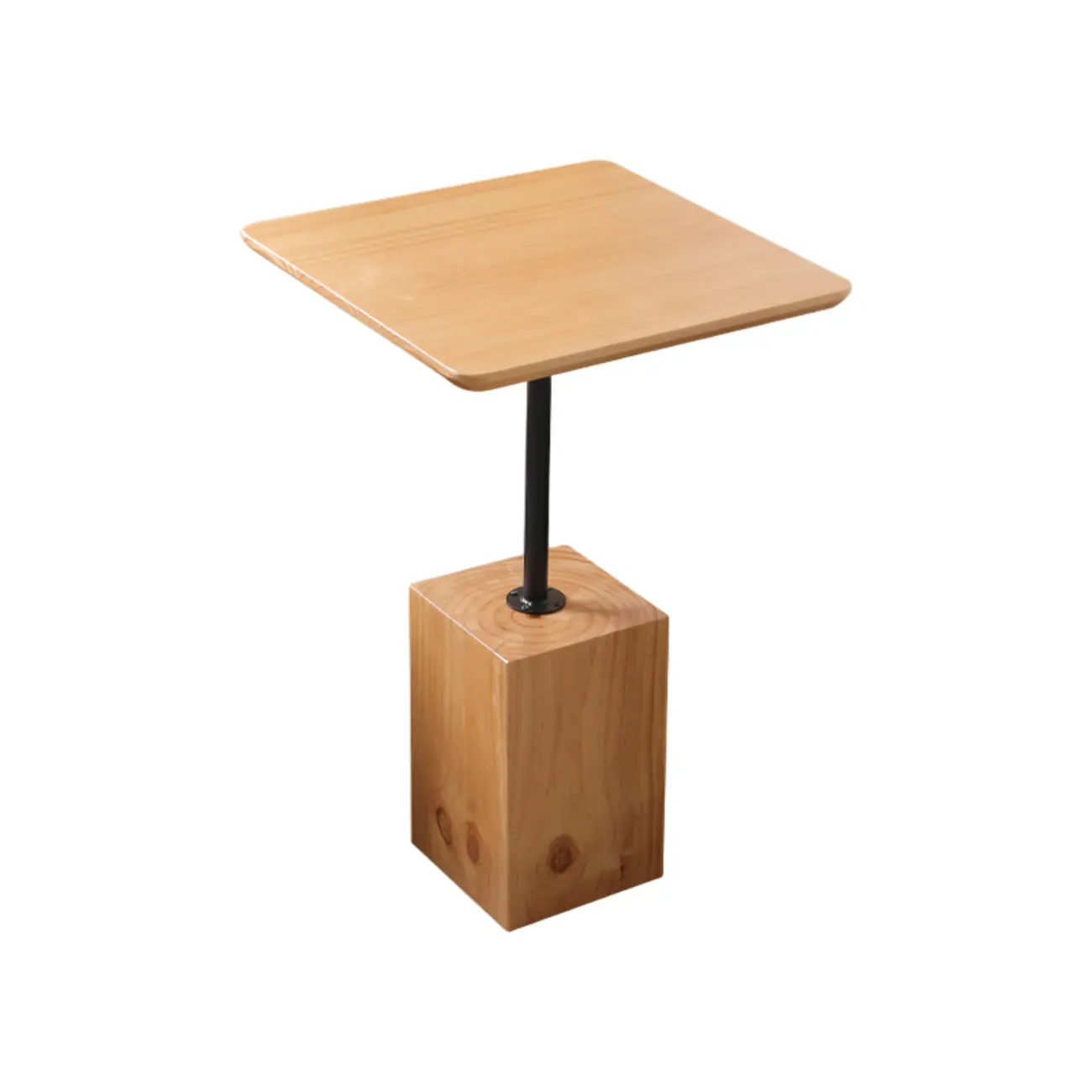 Wooden Square Modern Side Table with Block Base Image - 3 | homeyfad