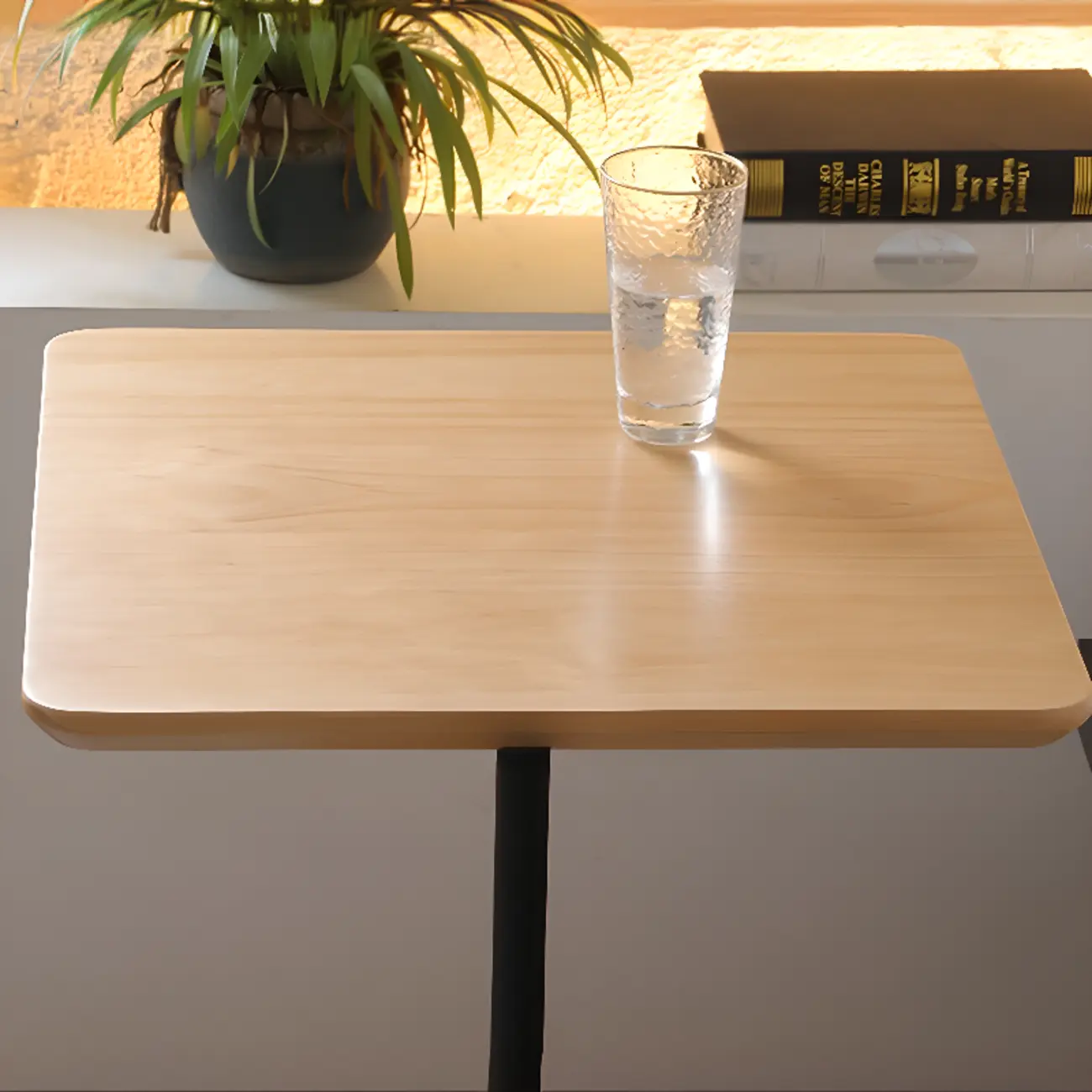 Wooden Square Modern Side Table with Block Base Image - 5 | homeyfad