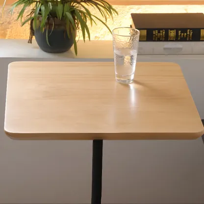 Wooden Square Modern Side Table with Block Base Image - 5