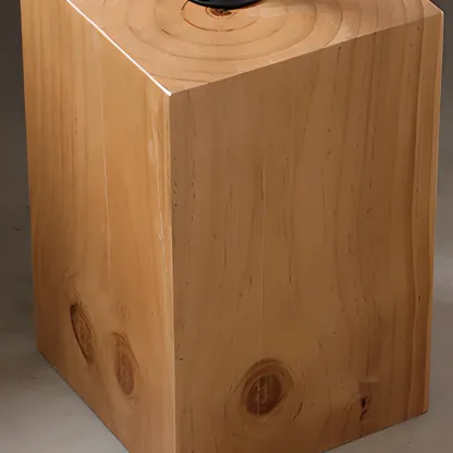 Wooden Square Modern Side Table with Block Base Image - 7