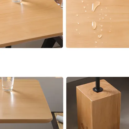 Wooden Square Modern Side Table with Block Base Image - 8