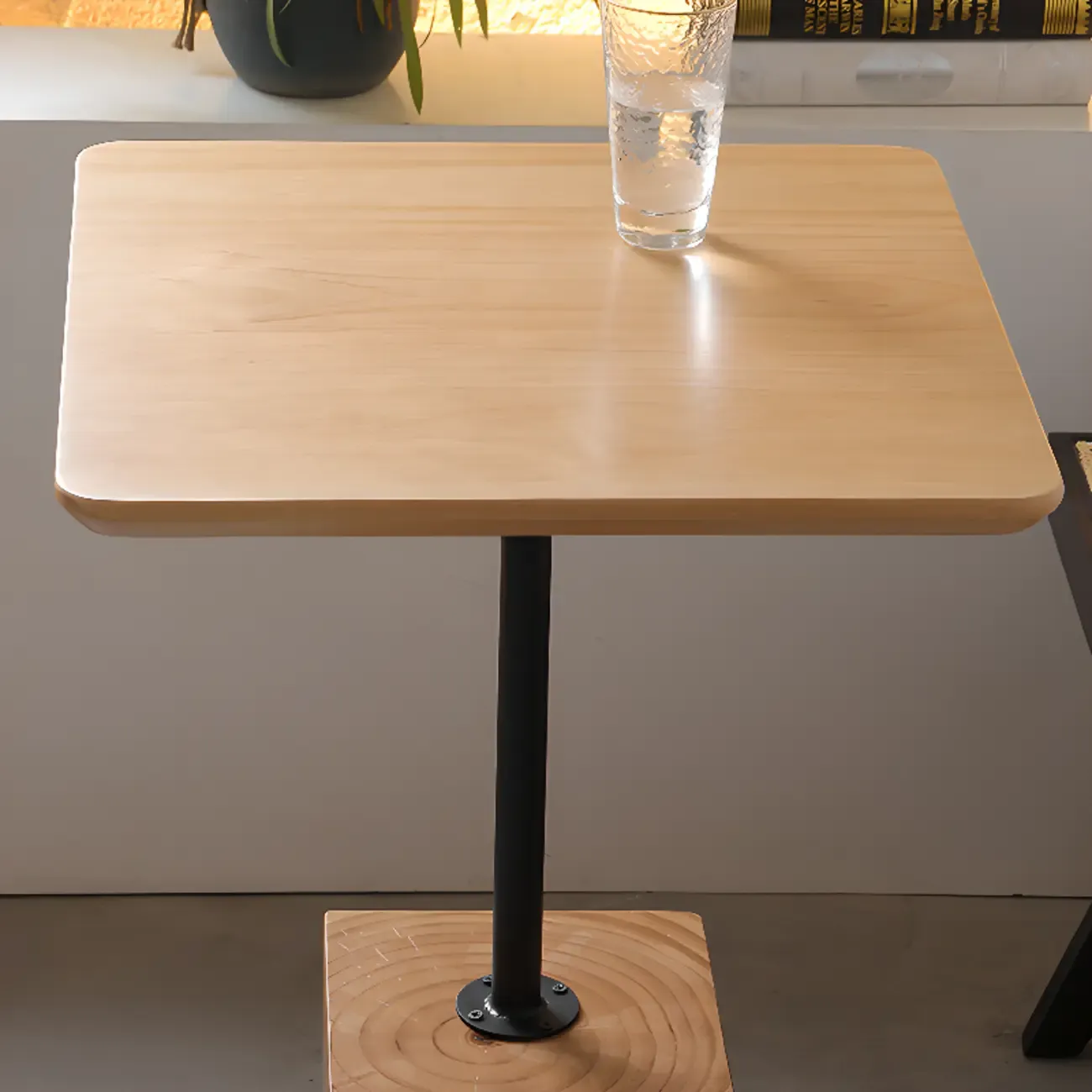 Wooden Square Modern Side Table with Block Base Image - 10