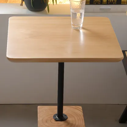 Wooden Square Modern Side Table with Block Base Image - 10