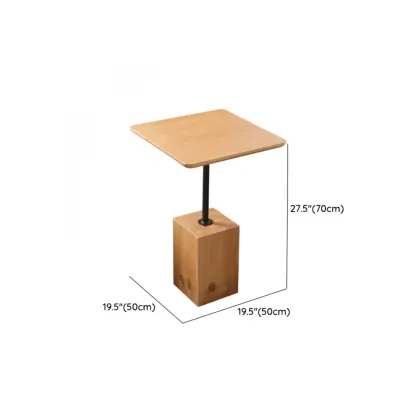 Wooden Square Modern Side Table with Block Base #size