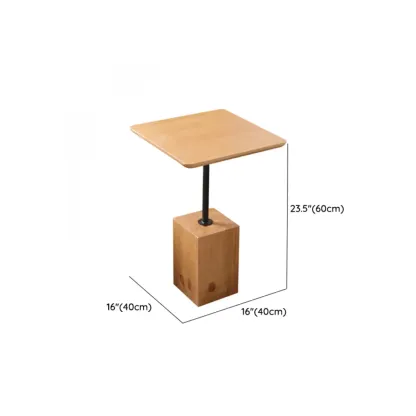 Wooden Square Modern Side Table with Block Base Image - 12