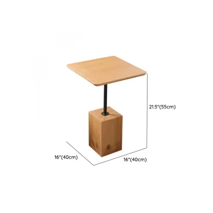 Wooden Square Modern Side Table with Block Base Image - 16