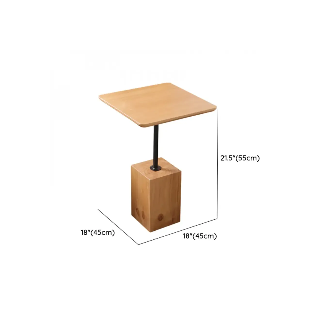 Wooden Square Modern Side Table with Block Base Image - 17