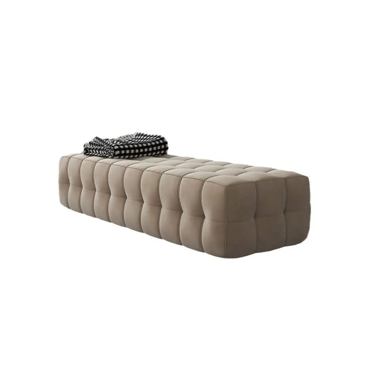 Modern Grey Velvet Upholstered Storage Bench for Bedroom Image - 8