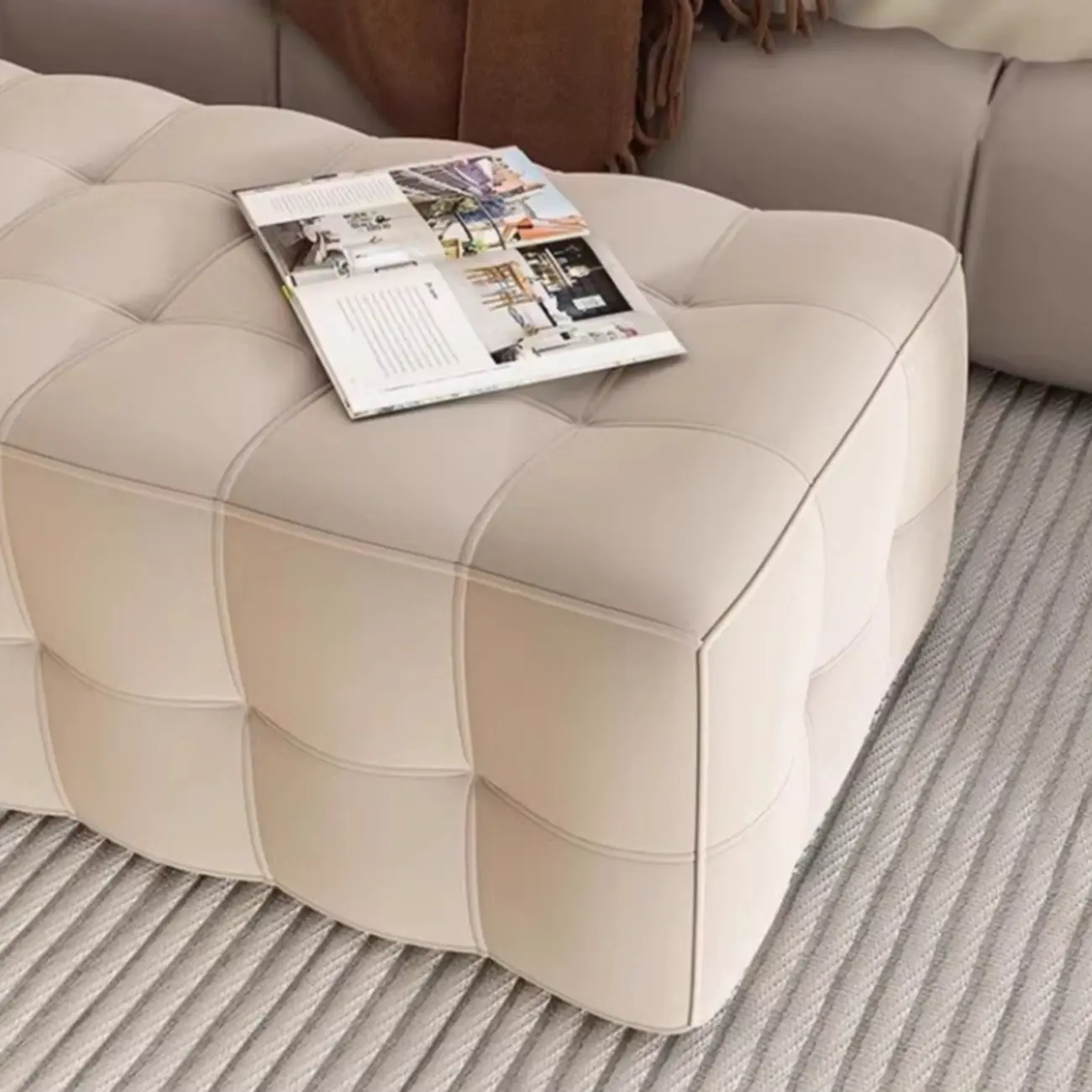 Modern Grey Velvet Upholstered Storage Bench for Bedroom Image - 6 | homeyfad