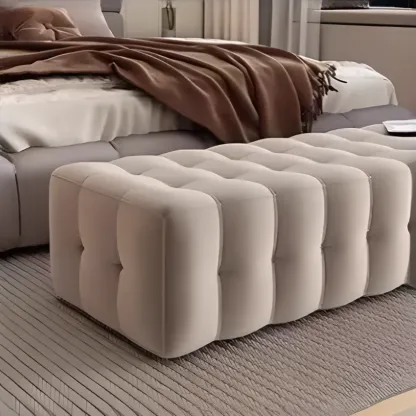 Modern Grey Velvet Upholstered Storage Bench for Bedroom Image - 7