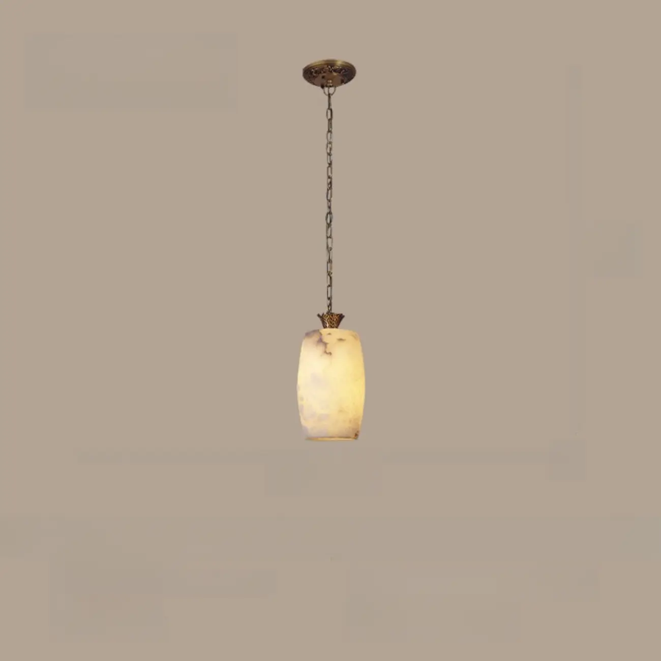 Vintage Brass Chain White Stone Pendant Light Image - 6 | homeyfad
