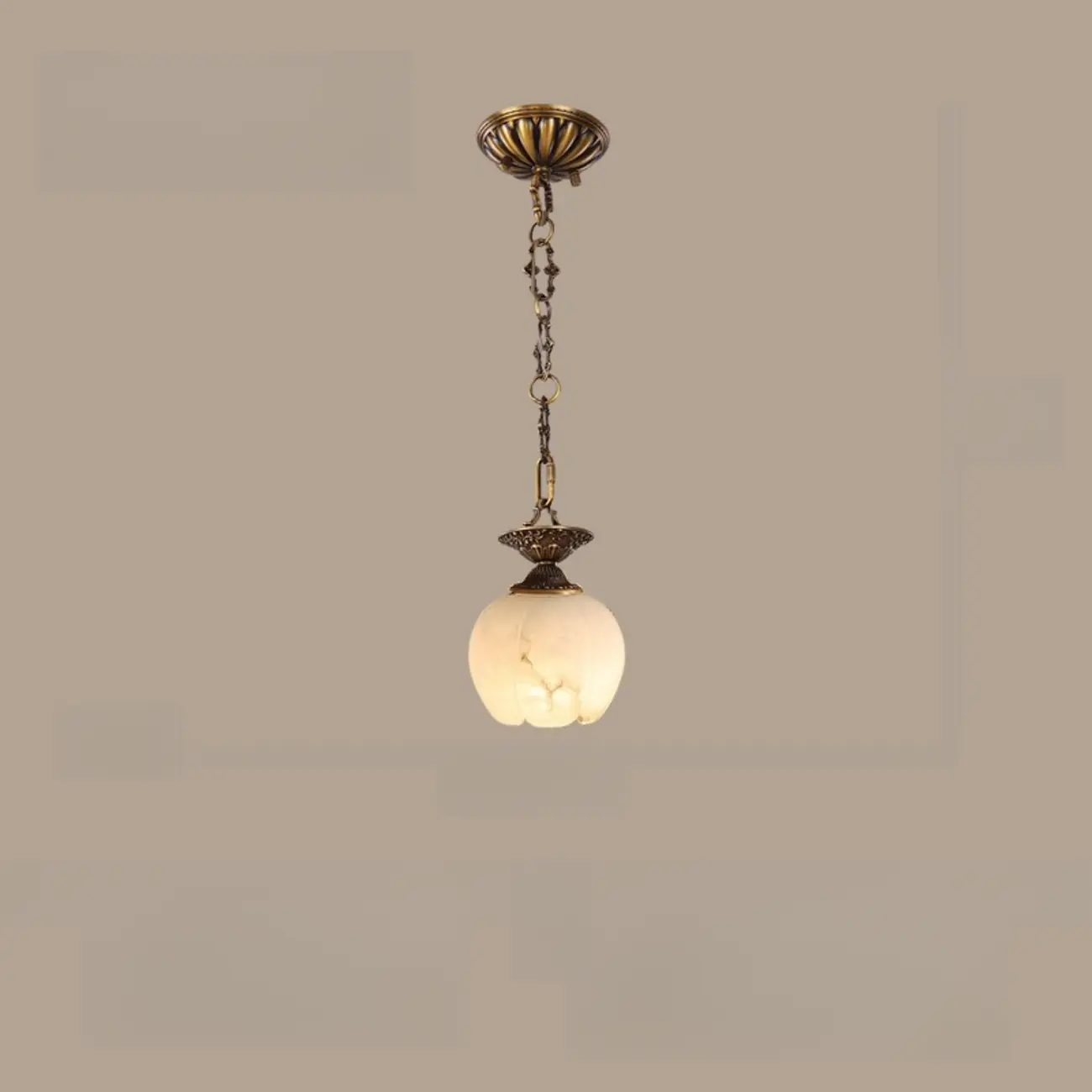 Vintage Brass Chain White Stone Pendant Light Image - 9 | homeyfad
