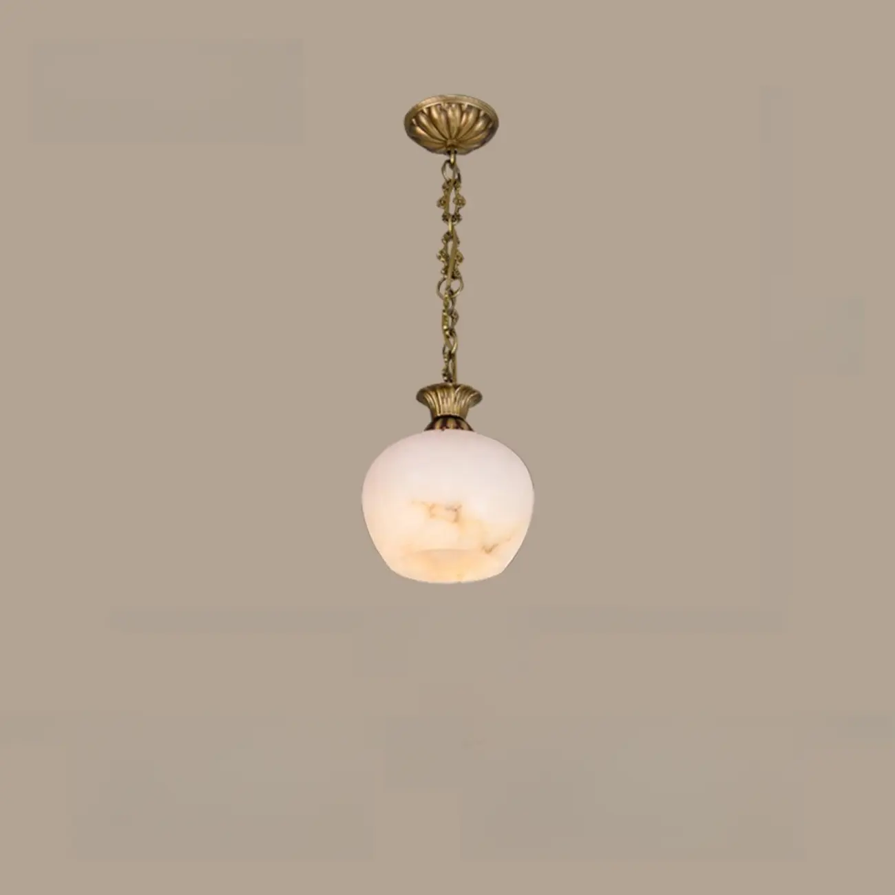 Vintage Brass Chain White Stone Pendant Light Image - 10 | homeyfad