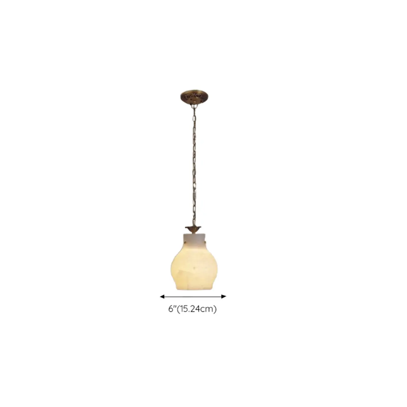 Vintage Brass Chain White Stone Pendant Light Image - 17 | homeyfad