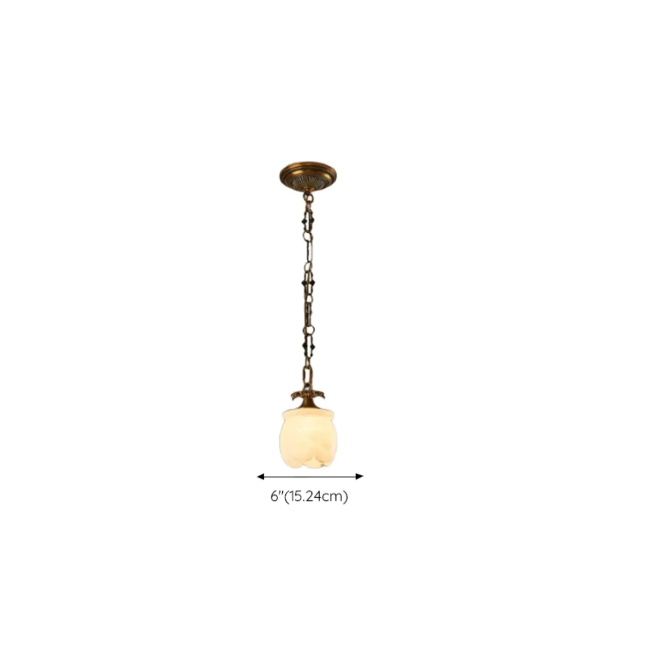 Vintage Brass Chain White Stone Pendant Light Image - 18 | homeyfad