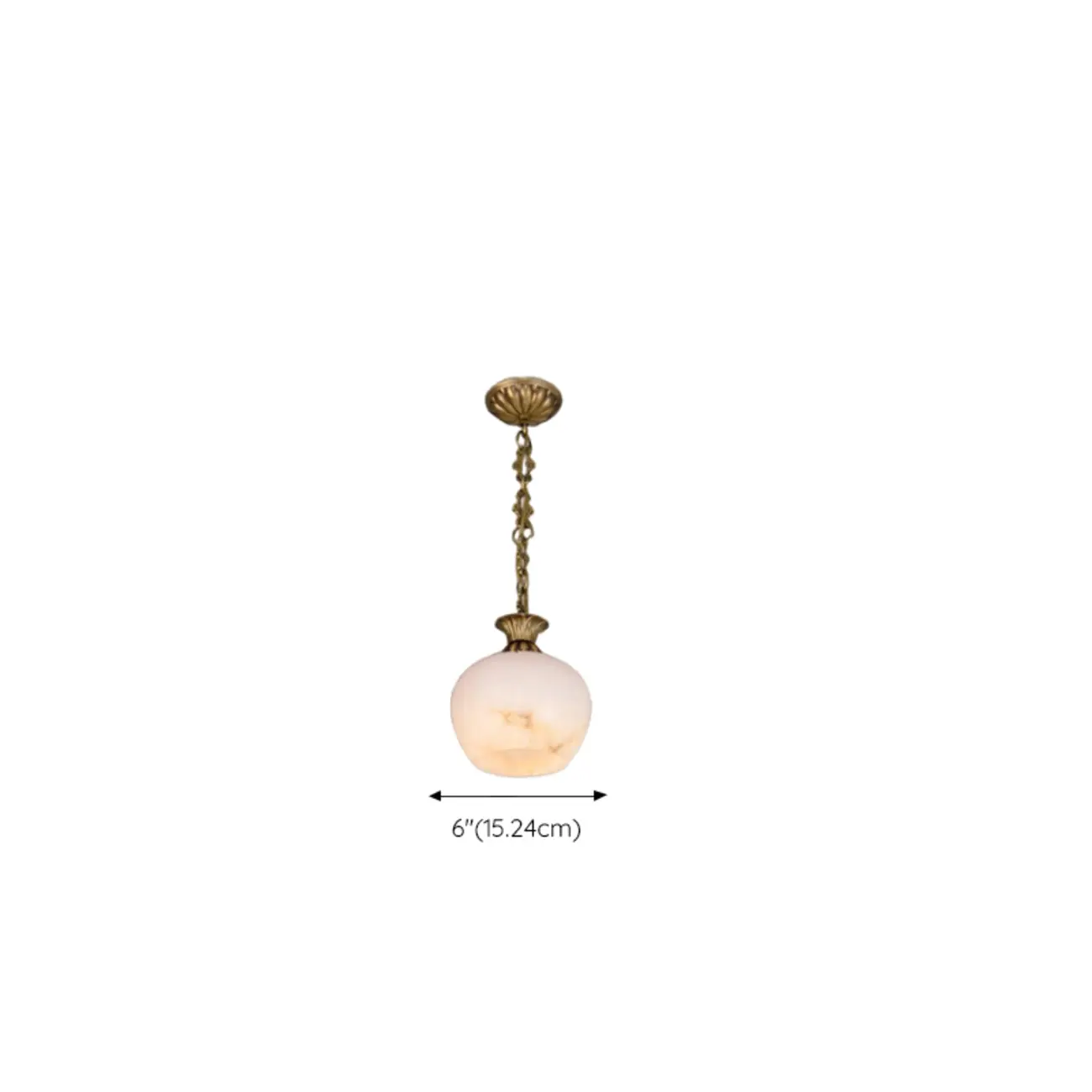 Vintage Brass Chain White Stone Pendant Light Image - 19 | homeyfad