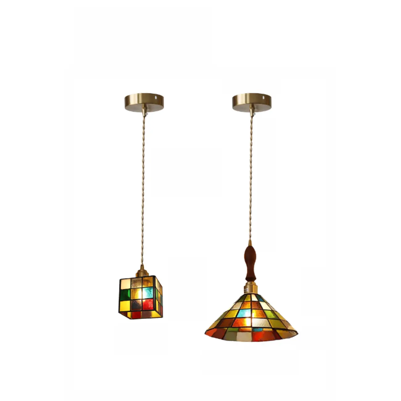 Tiffany Glass Rattan Pendant Light for Kitchen Image - 2 | homeyfad
