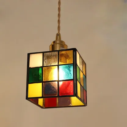 Tiffany Glass Rattan Pendant Light for Kitchen Image - 3