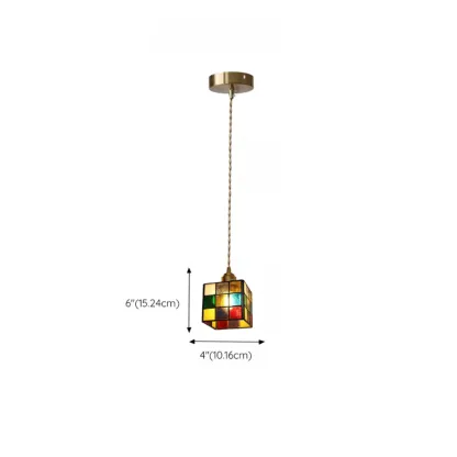 Tiffany Glass Rattan Pendant Light for Kitchen #size