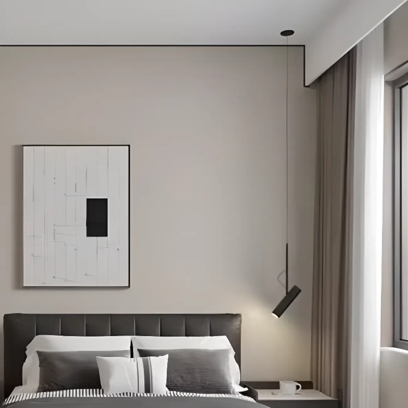 Black Metal Rotatable Cylinder Bi-pin Pendant Light Image - 2