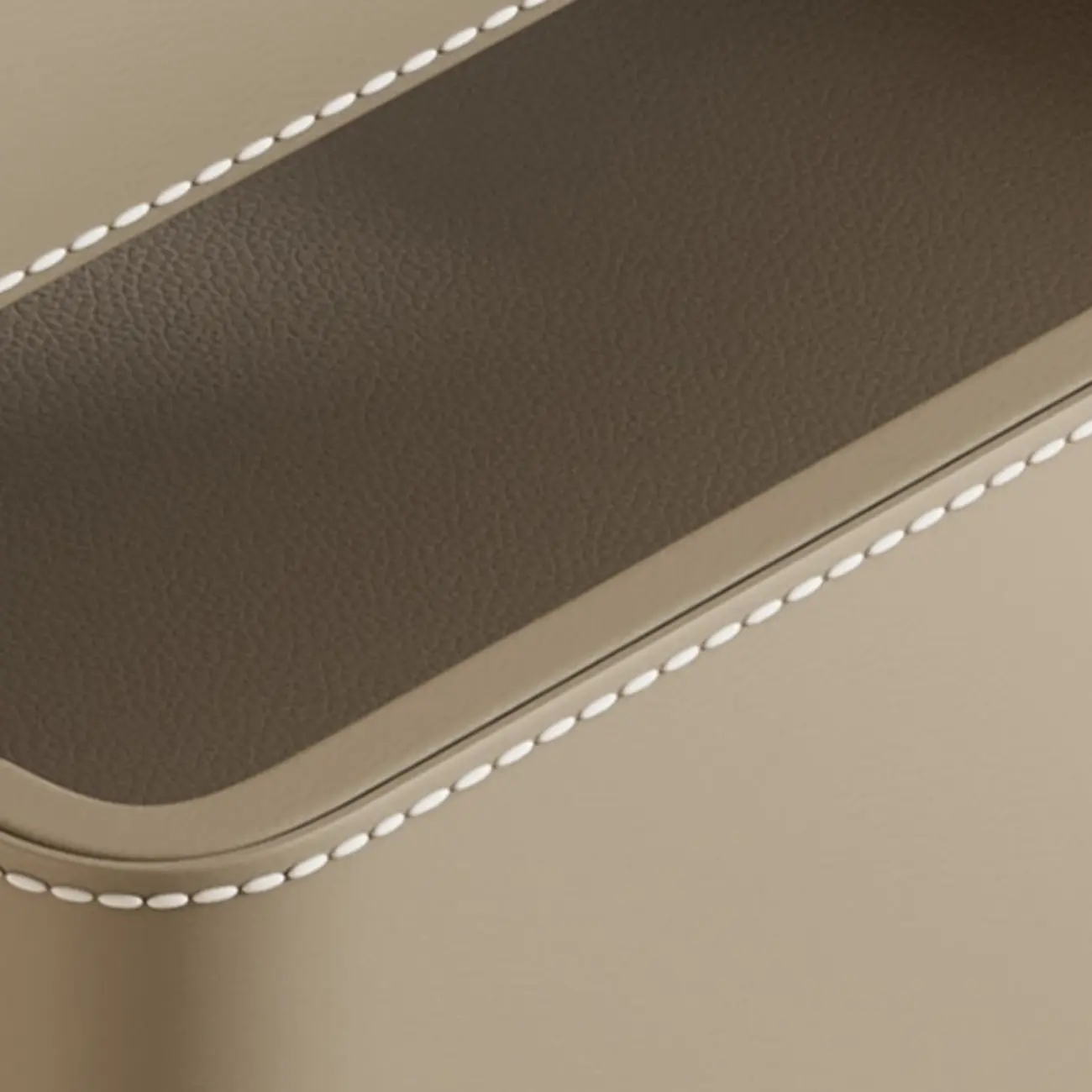 Modern Faux Marble Top Leather Rounded 2-Drawer Nightstand Image - 16 | homeyfad