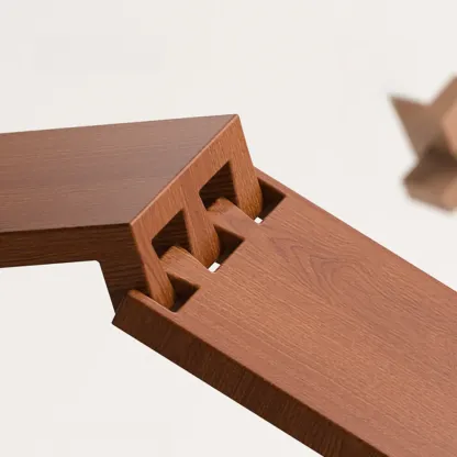 Cubical Solid Wood Double Drawer Nightstand in Nut-Brown Image - 7