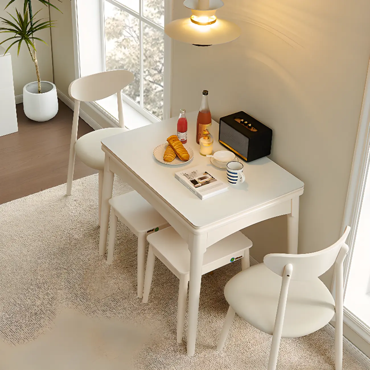 Modern White Folding Wood Dining Table Image - 1 | homeyfad