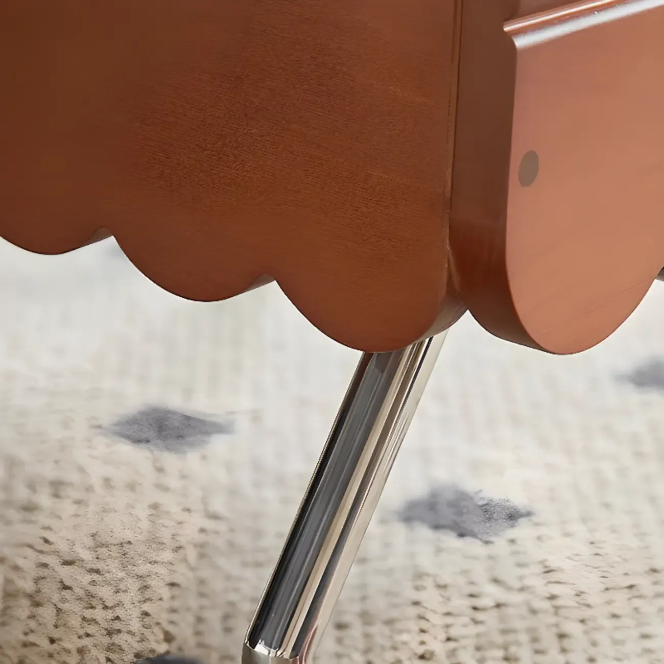 Adjustable Walnut Wood Flower Shaped Coffee Table with Wheels Image - 12