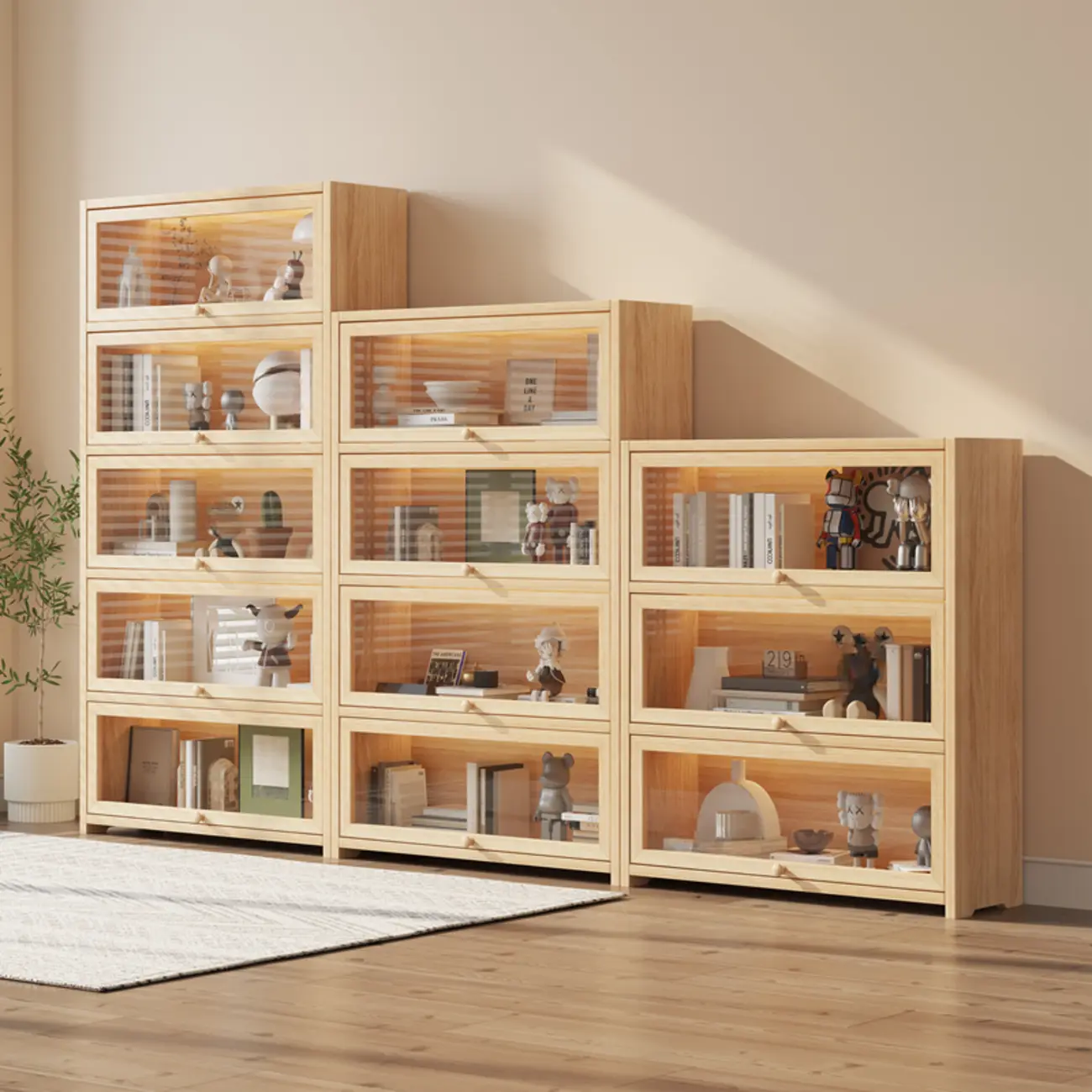 Classic Natural Finish Solid Wood 5-Shelf Display Bookcase Image - 4 | homeyfad