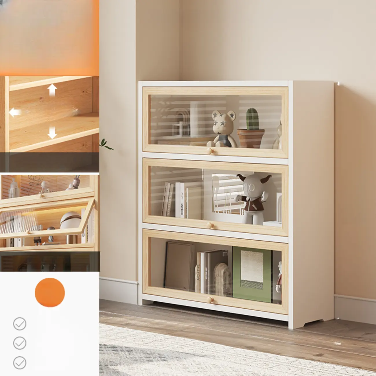 Classic Natural Finish Solid Wood 5-Shelf Display Bookcase Image - 7 | homeyfad