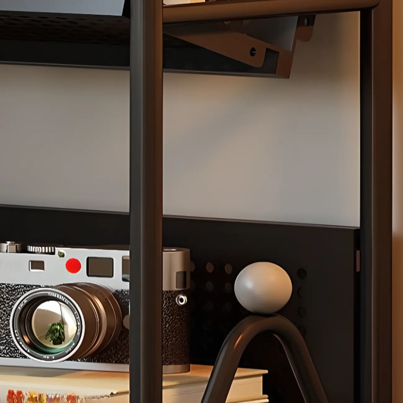 Modern Minimalist White/ Black 3-Tier Metal Rolling Bookshelf Image - 9 | homeyfad