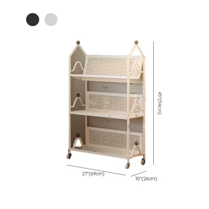 Modern Minimalist White/ Black 3-Tier Metal Rolling Bookshelf #size