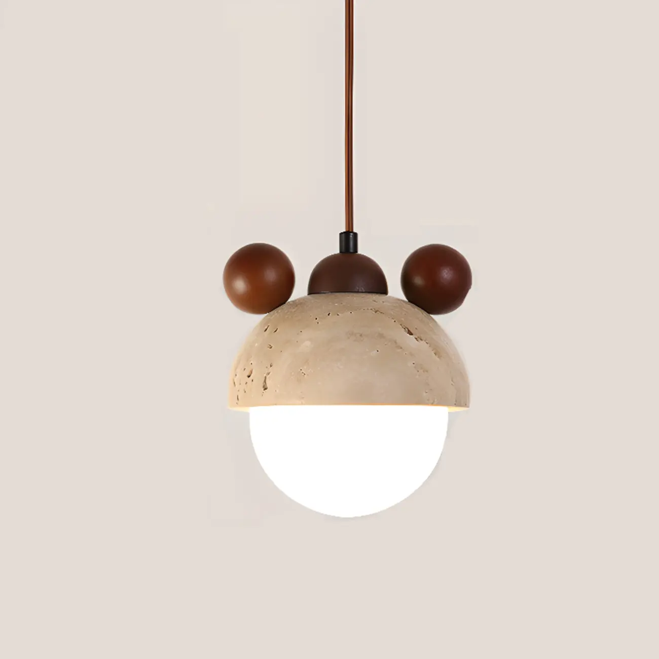 Modern Globe Wood Glass Pendant Light for Bedroom | homeyfad