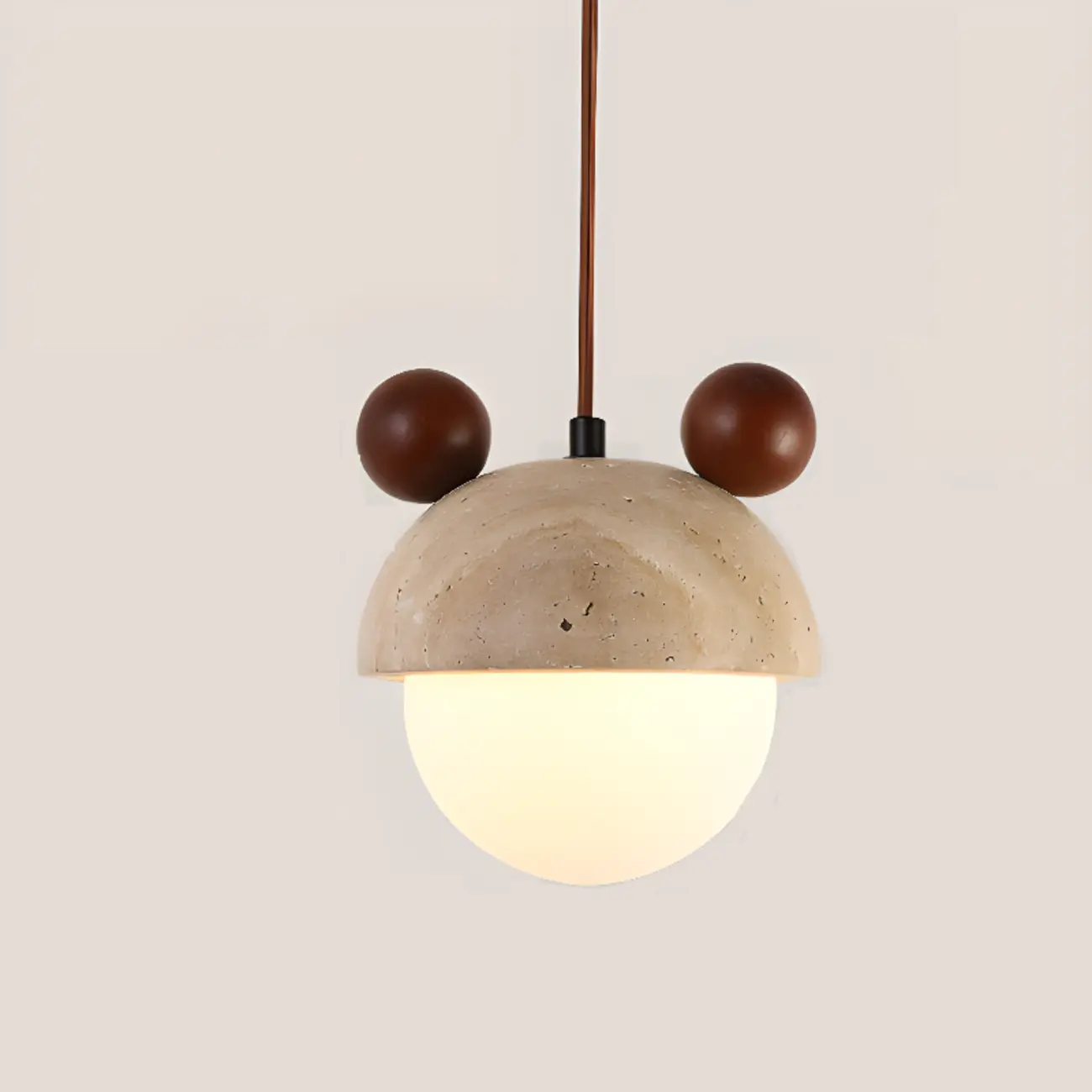 Modern Globe Wood Glass Pendant Light for Bedroom | homeyfad