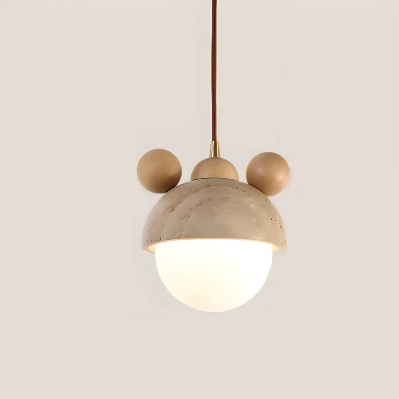Modern Globe Wood Glass Pendant Light for Bedroom