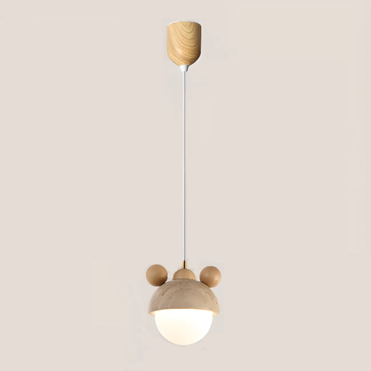 Modern Globe Wood Glass Pendant Light for Bedroom | homeyfad