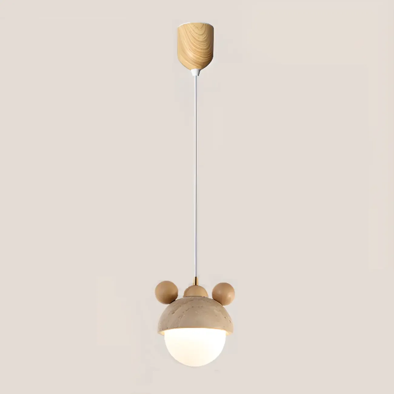 Modern Globe Wood Glass Pendant Light for Bedroom