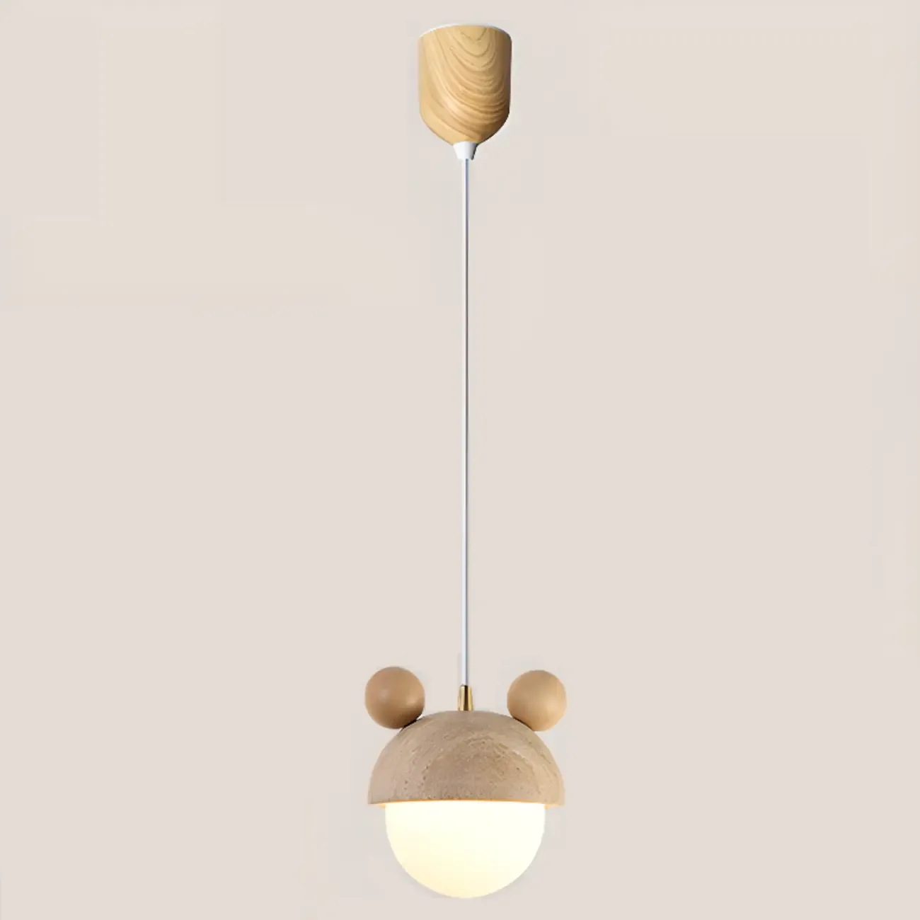 Modern Globe Wood Glass Pendant Light for Bedroom