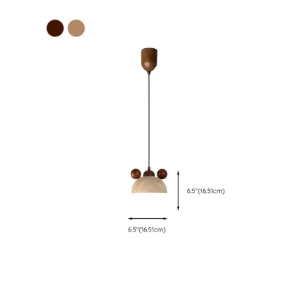 Modern Globe Wood Glass Pendant Light for Bedroom
