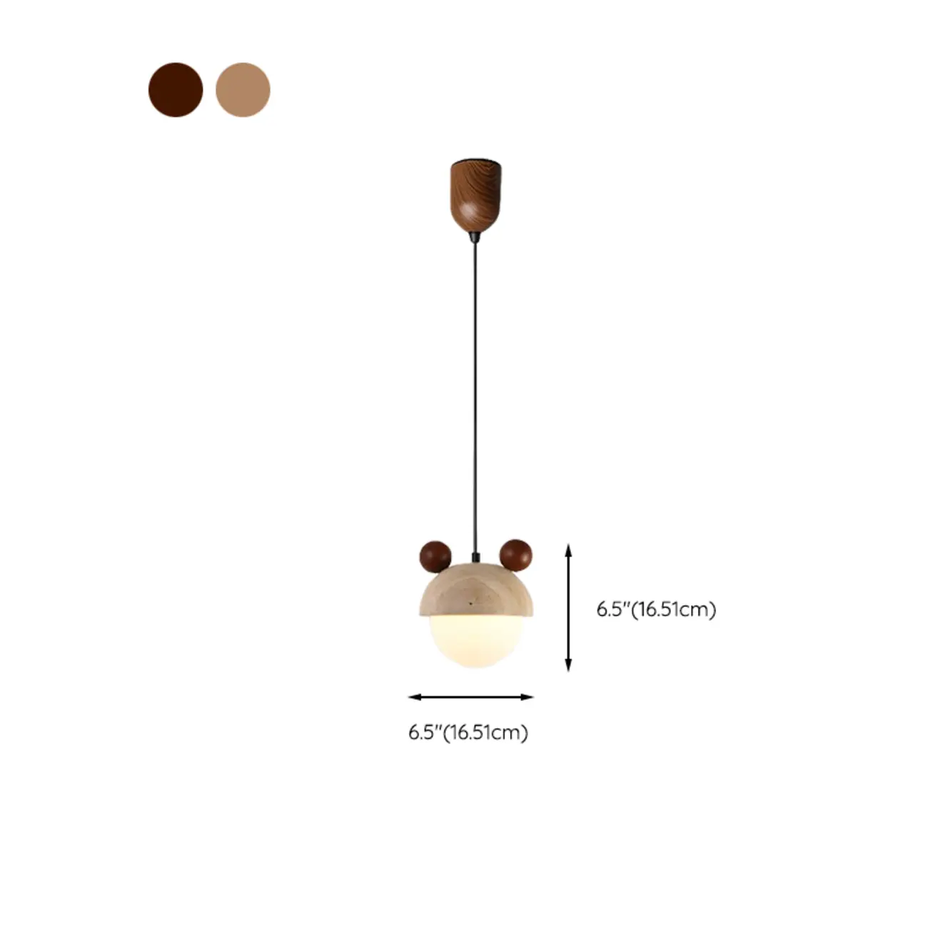 Modern Globe Wood Glass Pendant Light for Bedroom | homeyfad