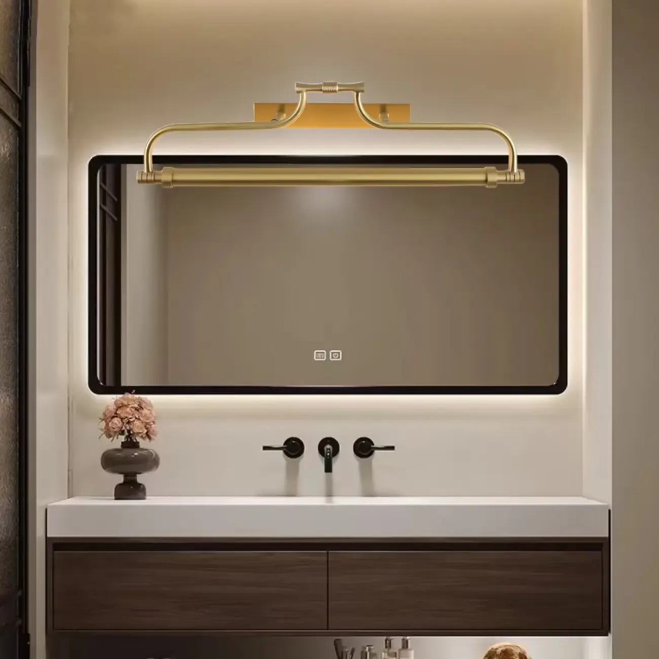 Brass Angular LED Vanity Light with Classic Design Image - 2