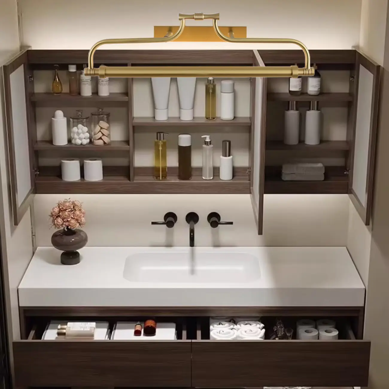 Brass Angular LED Vanity Light with Classic Design Image - 7 | homeyfad