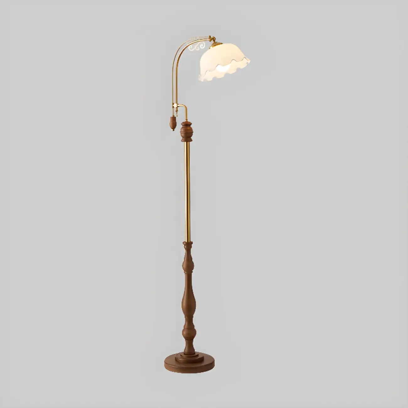 Traditional Metal and Wood LED Floor Lamp for Living Room Image - 4