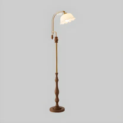 Traditional Metal and Wood LED Floor Lamp for Living Room Image - 4