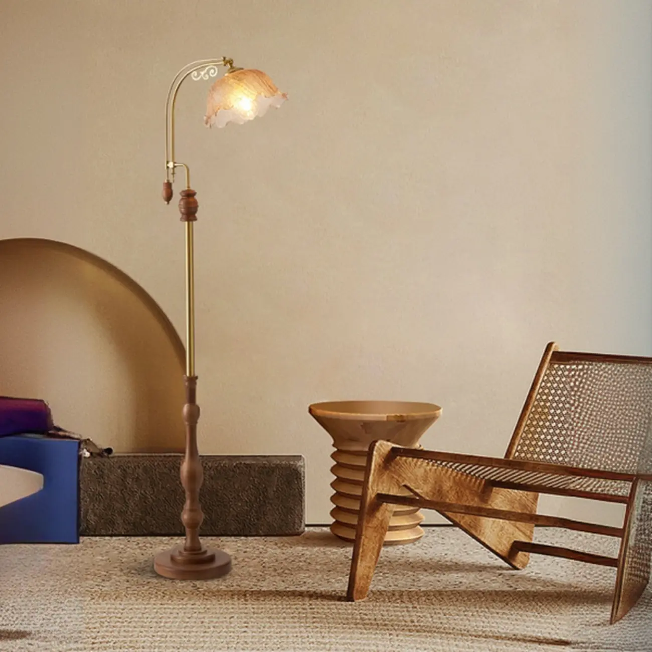 Traditional Metal and Wood LED Floor Lamp for Living Room Image - 3 | homeyfad