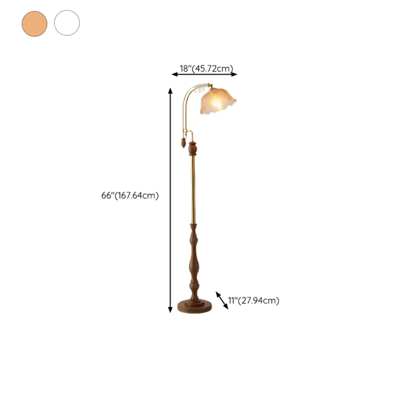 Traditional Metal and Wood LED Floor Lamp for Living Room #size